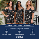 Friends in matching Women's Rattle Rascals Custom Face Off-Shoulder Dress — a group gift photo