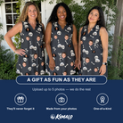 Friends in matching Women's Rattle Rascals Custom Face V-Neck Dress — a group gift photo