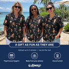 Friends in matching Women's Rattle Rascals Custom Face Hawaiian Shirt — a group gift photo
