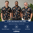 Friends in matching Men's Rattle Rascals Custom Face Polo Shirt — a group gift photo