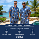 Friends in matching Men's Autumn Orbs Custom Face Shirt & Shorts Set — a group gift photo