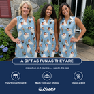 Friends in matching Women's Wisp Whimsy Custom Face V-Neck Dress — a group gift photo