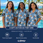 Friends in matching Women's Wisp Whimsy Custom Face Hawaiian Shirt — a group gift photo