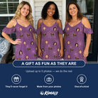 Friends in matching Women's Spindle Specters Custom Face Off-Shoulder Dress — a group gift photo
