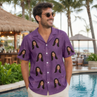 Real-life photo of someone wearing Men's Spindle Specters Custom Face Hawaiian Shirt — custom faces printed all-over