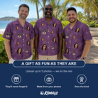Friends in matching Men's Spindle Specters Custom Face Hawaiian Shirt — a group gift photo