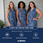 Friends in matching Women's Silk Screams Custom Face V-Neck Dress — a group gift photo