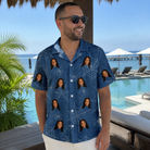 Real-life photo of someone wearing Men's Silk Screams Custom Face Hawaiian Shirt — custom faces printed all-over