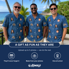 Friends in matching Men's Silk Screams Custom Face Hawaiian Shirt — a group gift photo