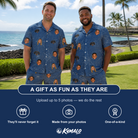 Friends in matching Men's Silk Screams Custom Face Shirt & Shorts Set — a group gift photo