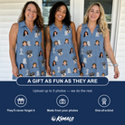 Friends in matching Women's Epitaph Escapades Custom Face V-Neck Dress — a group gift photo