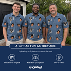 Friends in matching Men's Epitaph Escapades Custom Face Polo Shirt — a group gift photo
