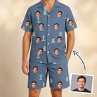 Man wearing Men's Epitaph Escapades Custom Face Shirt & Shorts Set — custom faces printed all-over