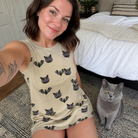 Selfie with the pet whose face is printed all over this Women's Winged Whispers Custom Cat Face Tank Dress