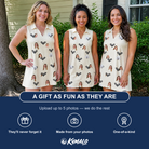 Friends in matching Women's Winged Whispers Custom Face V-Neck Dress — a group gift photo