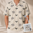 Man wearing Men's Winged Whispers Custom Cat Face Hawaiian Shirt — custom faces printed all-over