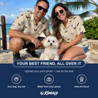 Friends in matching Women's Winged Whispers Custom Dog Face Hawaiian Shirt — a group gift photo