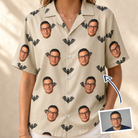 Woman wearing Women's Winged Whispers Custom Face Hawaiian Shirt — custom faces printed all-over