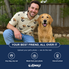 Friends in matching Men's Winged Whispers Custom Dog Face Polo Shirt — a group gift photo