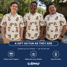 Friends in matching Men's Winged Whispers Custom Face Polo Shirt — a group gift photo
