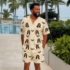 Real-life photo of someone wearing Men's Winged Whispers Custom Face Shirt & Shorts Set — custom faces printed all-over