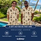 Friends in matching Men's Winged Whispers Custom Face Shirt & Shorts Set — a group gift photo