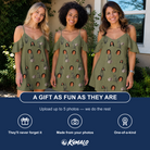 Friends in matching Women's Owloween Custom Face Off-Shoulder Dress — a group gift photo