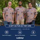 Friends in matching Men's Haunted Lattice Custom Face Polo Shirt — a group gift photo
