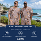 Friends in matching Men's Haunted Lattice Custom Face Shirt & Shorts Set — a group gift photo