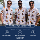 Friends in matching Men's Humerus Humor Custom Face Hawaiian Shirt — a group gift photo