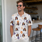 Real-life photo of someone wearing Men's Humerus Humor Custom Face Polo Shirt — custom faces printed all-over