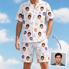 Man wearing Men's Humerus Humor Custom Face Shirt & Shorts Set — custom faces printed all-over