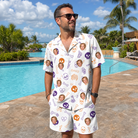 Real-life photo of someone wearing Men's Humerus Humor Custom Face Shirt & Shorts Set — custom faces printed all-over