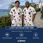 Friends in matching Men's Humerus Humor Custom Face Shirt & Shorts Set — a group gift photo