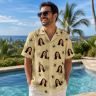 Real-life photo of someone wearing Men's Sinister Strands Custom Face Hawaiian Shirt — custom faces printed all-over
