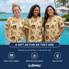 Friends in matching Women's Sinister Strands Custom Face Hawaiian Shirt — a group gift photo