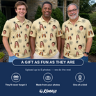 Friends in matching Men's Sinister Strands Custom Face Polo Shirt — a group gift photo