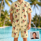 Man wearing Men's Sinister Strands Custom Face Shirt & Shorts Set — custom faces printed all-over