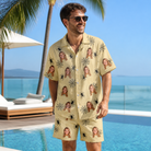 Real-life photo of someone wearing Men's Sinister Strands Custom Face Shirt & Shorts Set — custom faces printed all-over