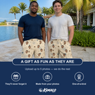 Friends in matching Men's Macabre Mesh Custom Face Beach Shorts — a group gift photo
