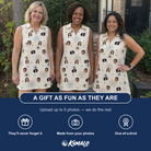 Friends in matching Women's Macabre Mesh Custom Face V-Neck Dress — a group gift photo
