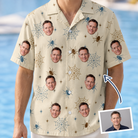 Man wearing Men's Macabre Mesh Custom Face Hawaiian Shirt — custom faces printed all-over