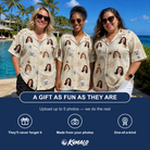 Friends in matching Women's Macabre Mesh Custom Face Hawaiian Shirt — a group gift photo