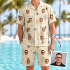 Man wearing Men's Macabre Mesh Custom Face Shirt & Shorts Set — custom faces printed all-over