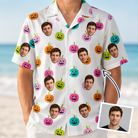 Man wearing Men's Patch Prowlers Custom Face Hawaiian Shirt — custom faces printed all-over