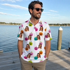 Real-life photo of someone wearing Men's Patch Prowlers Custom Face Polo Shirt — custom faces printed all-over