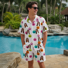 Real-life photo of someone wearing Men's Patch Prowlers Custom Face Shirt & Shorts Set — custom faces printed all-over