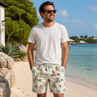 Real-life photo of someone wearing Men's Gloom Looms Custom Face Beach Shorts — custom faces printed all-over