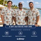 Friends in matching Men's Gloom Looms Custom Face Hawaiian Shirt — a group gift photo