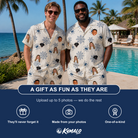 Friends in matching Men's Gloom Looms Custom Face Shirt & Shorts Set — a group gift photo
